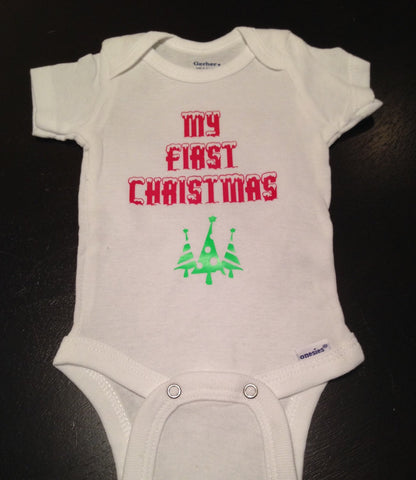 My FIRST CHRISTMAS Onesie, Christmas Tree Baby 1st, One Piece Baby Girl Baby Boy