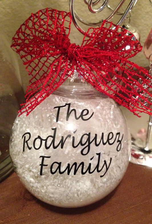CHRISTMAS ORNAMENT Family Name Last Name Ornament, Merry Christmas, Personalized Bulb