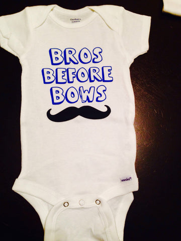 BROS Before BOWS Baby Onesie, Baby Boy Mustache Stache Onesie Onepiece Boy Shirt