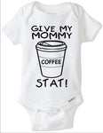 Give My Mommy Coffee Baby Onesie, Caffeinee Starbucks, New Mommy, Baby Shower