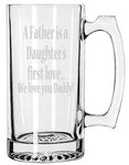 Father's Day Beer Mug, I Love Daddy Etched Beer Mug, Daddy and Daughter, Dads Beer, Daughters First Love