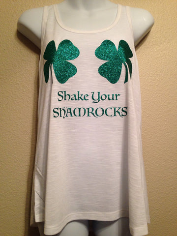 SHAKE your SHAMROCKS Womens PLUS Size Tank Top, St Patricks Day Lucky Clovers|