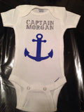 Who's the Captain? Baby Nautical Anchor Pirate Baby Onesie, Baby Shower Gift