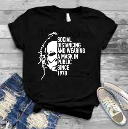 Halloween Mike Myers Masks and Social Distancing Shirt