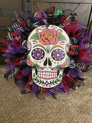 Dia De Los Muertos Halloween Wreath