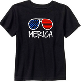 Toddler Kids Baby Merica Shirt, Fourth of July Patriotic Sunglasses