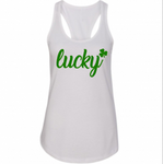 Women’s Lucky Racerback Tank Top St Patricks Day Shamrock