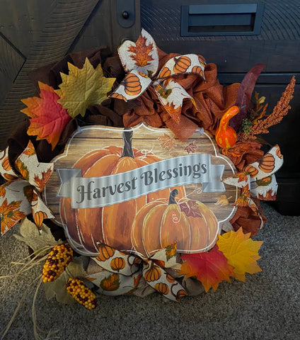 Harvest Blessings Handmade Fall Wreath