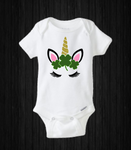 St Patrick’s Day Shamrock Unicorn Baby Girl Onesie Shirt