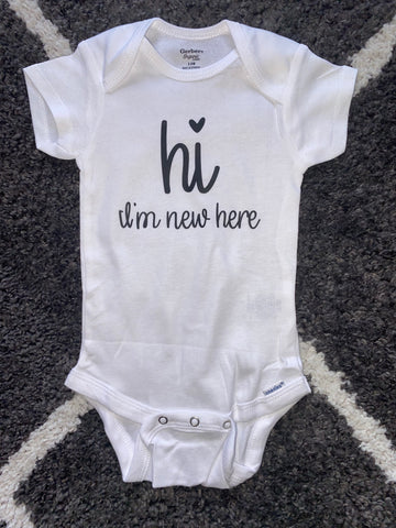 Hi I’m New Here Baby Onesie Homecoming Baby Shower
