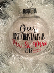 Our First Christmas as Mr. and Mrs. 2020 Ornament Bulb