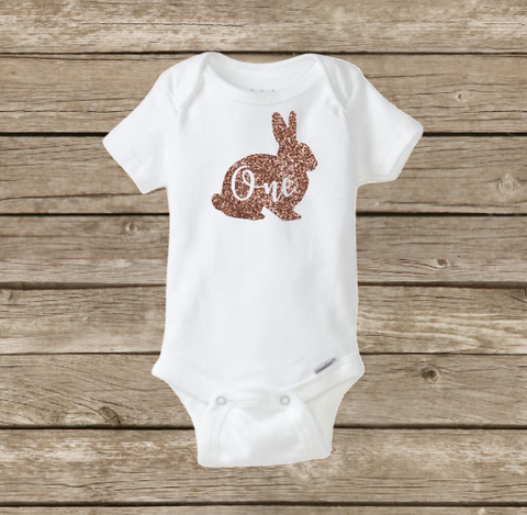 First Easter Birthday ONE, Bunny Rabbit Baby Onesie