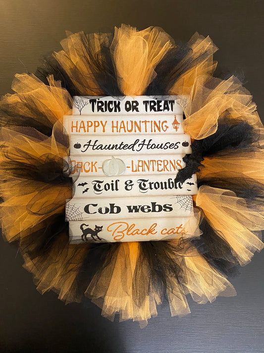 Happy Halloween Frilly Wreath