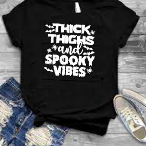 Thick Thighs and Spooky Vibes Halloween Shirt