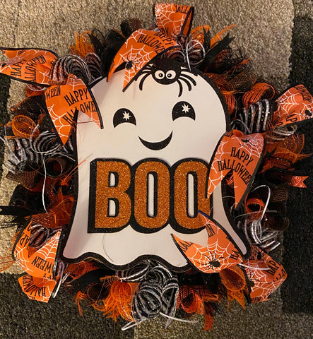 Friendly Ghost Halloween Wreath