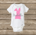 First Easter Bunny Rabbit, Baby Girl Personalized Onesie Shirt