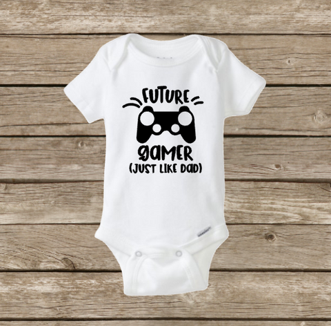 Future Gamer Just Like My Dad Cute Baby Onesie Announcement