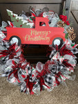 Merry Christmas Old Fashioned Red Truck Handmade Wreath