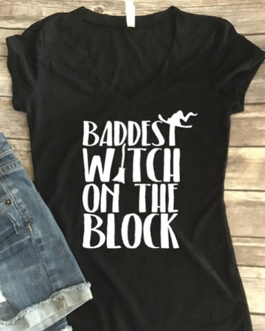 Baddest Witch on the Block Women’s Halloween Shirt