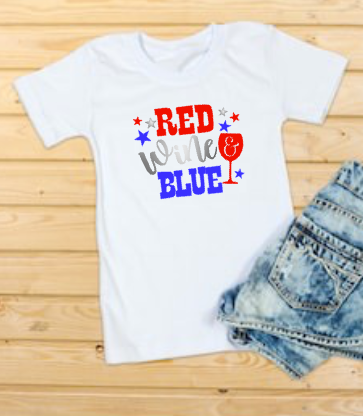 Red Wine Blue 4th of July Holiday Shirt