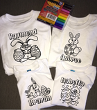 Kids Personalized Easter Coloring Shirts, Bunny Chick, Holiday